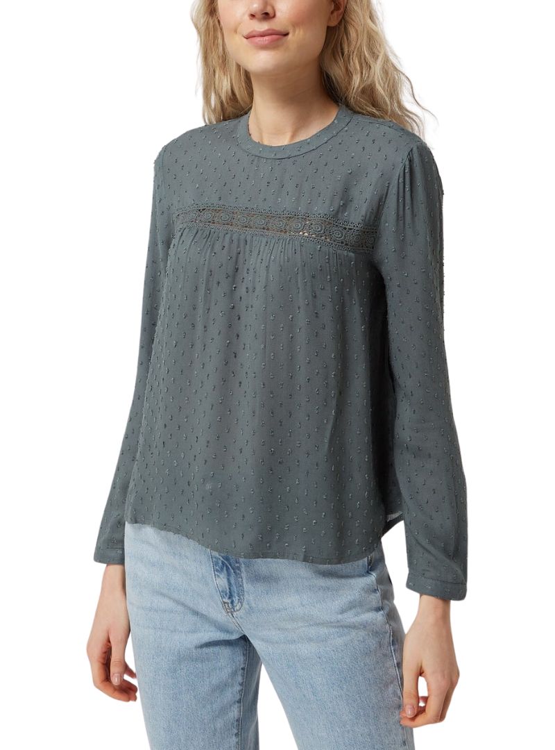 TEXTURED PATTERNED DETAILED BLOUSE