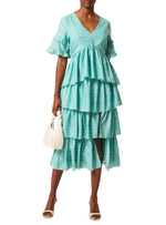 FLORAL SPLIT FRILL MIDI DRESS