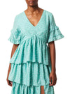 FLORAL SPLIT FRILL MIDI DRESS