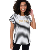 Striped Statement Printed Tee