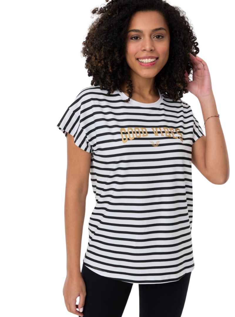 Striped Statement Printed Tee