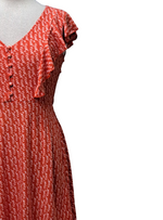 Inside Ladies Leaf Printed Dress - Red