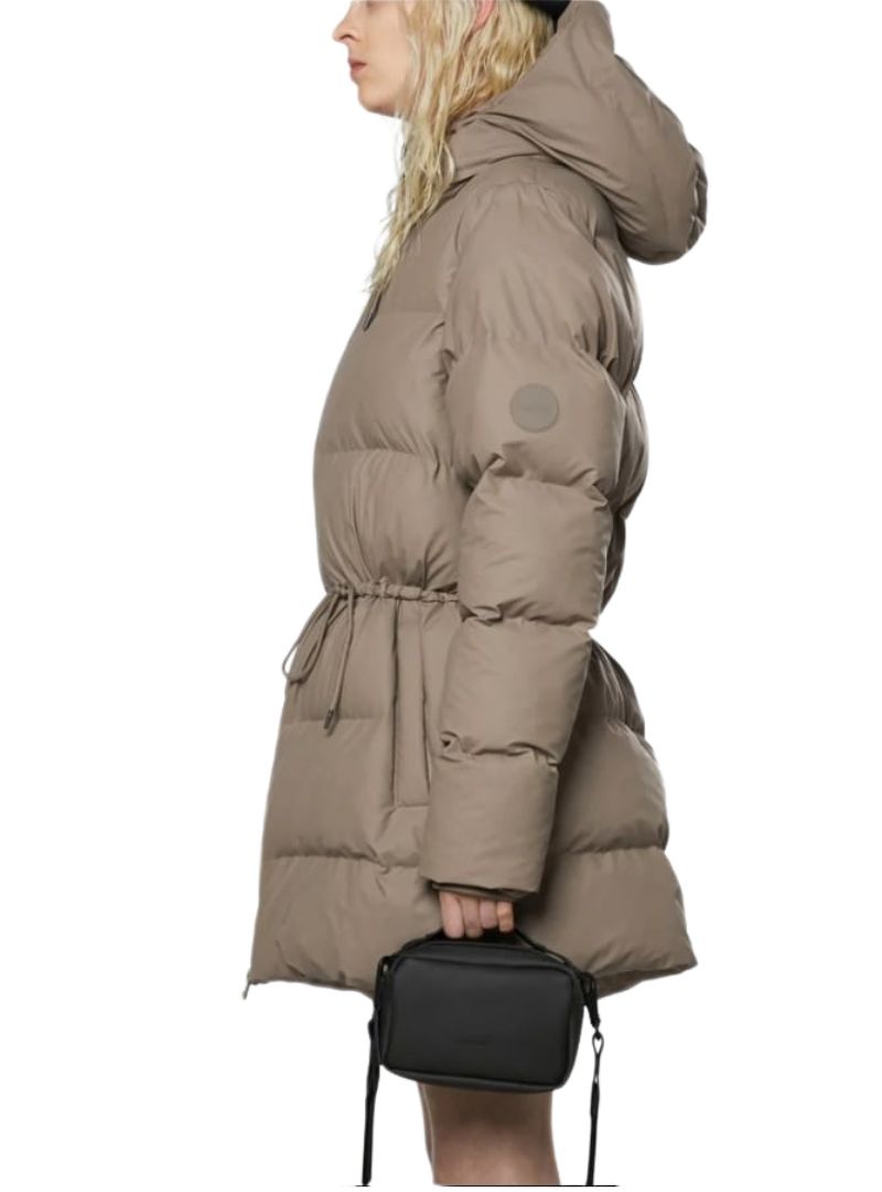SOLID HOODED PUFFER JACKET
