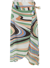 Gina Laura Ladies Wrap Skirt - Green/Blue/Orange