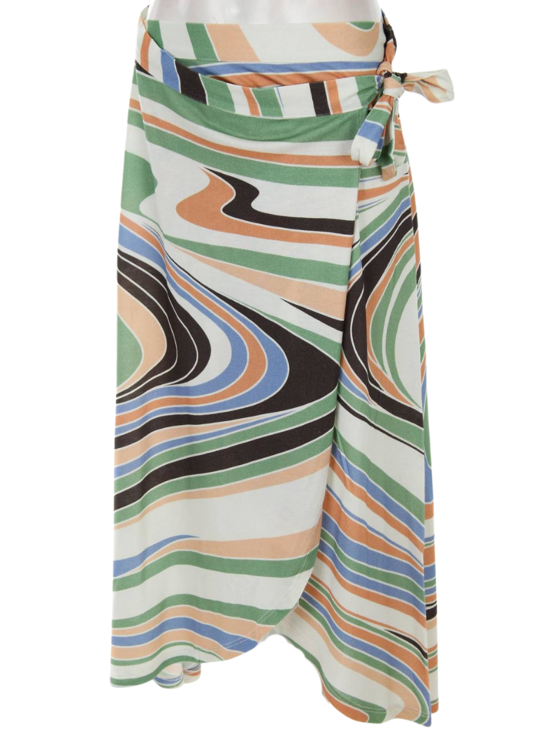 Gina Laura Ladies Wrap Skirt - Green/Blue/Orange
