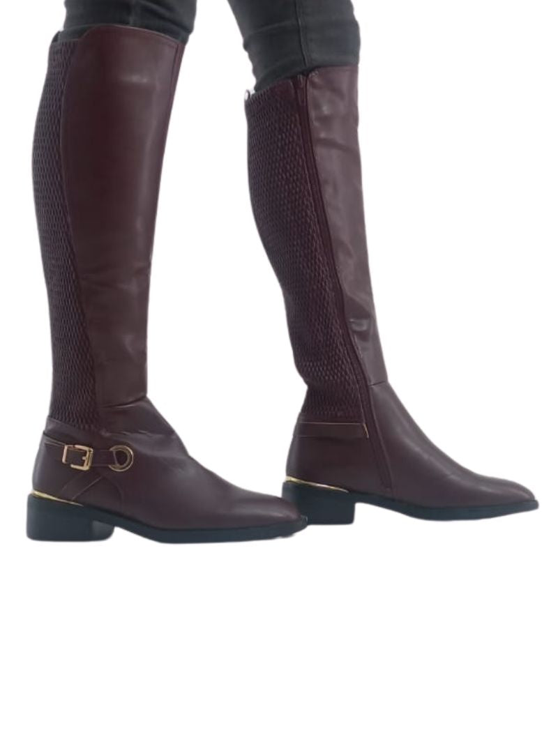 BELT DETAIL STRETCH LONG LENGTH BOOTS