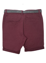 Review Mens Basic Shorts With Belt - Plum/Grey