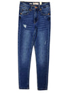 House Denim Ladies Mid Waist Skinny Jean - Blue