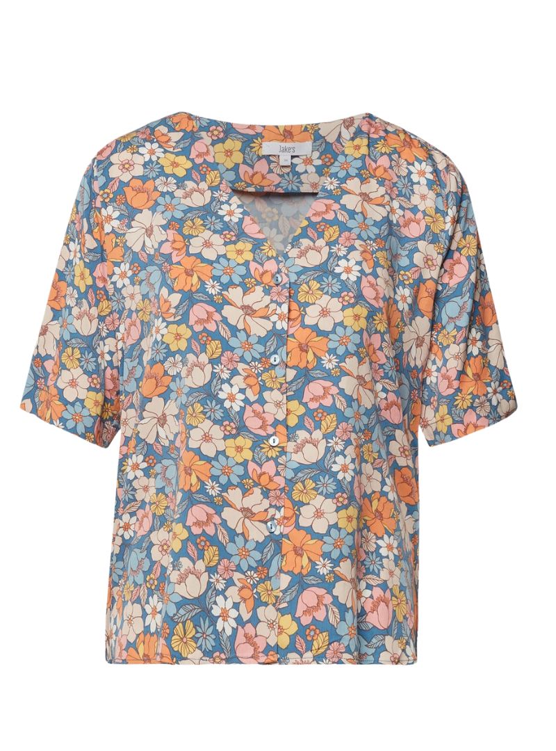 FLORAL PRINT CASUAL BLOUSE