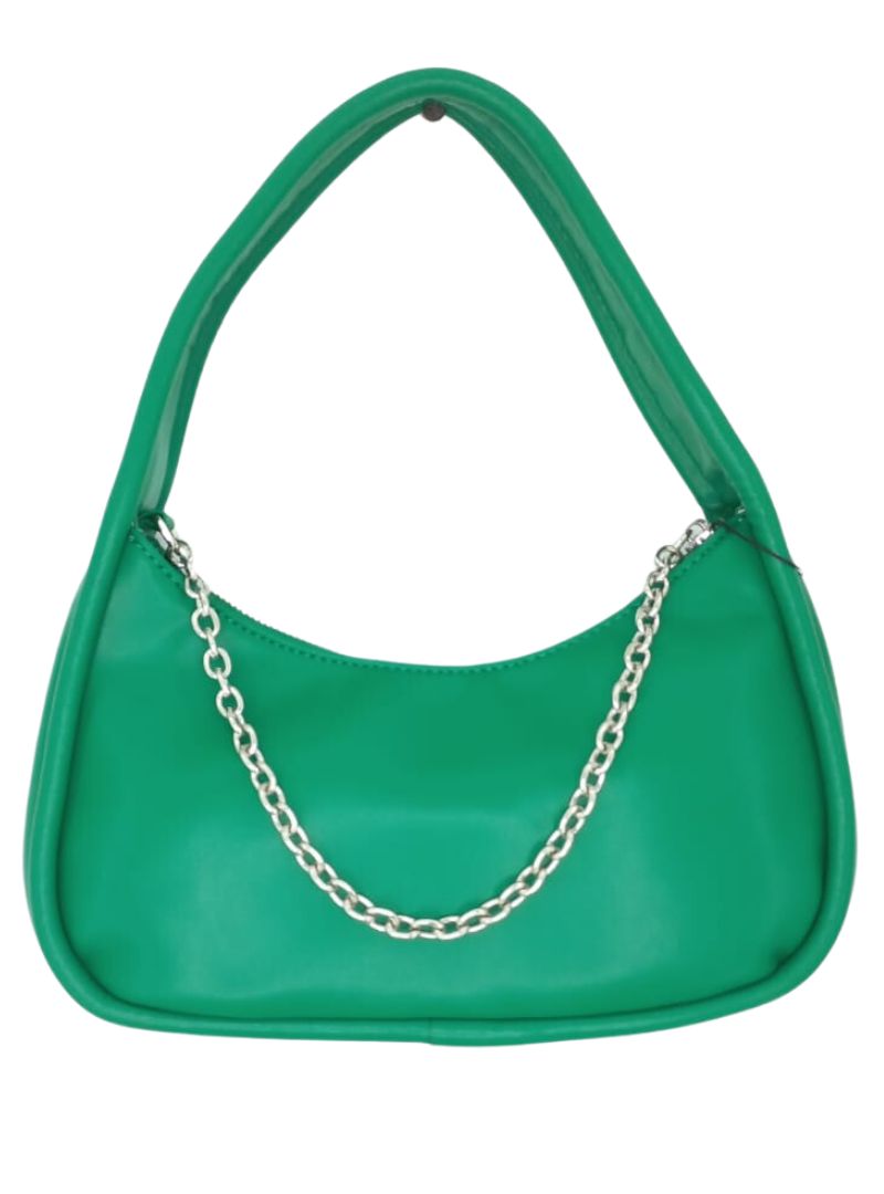 CHAIN DETAIL MOON SHOULDER BAG