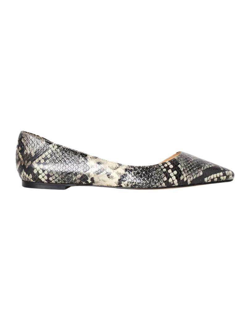 GENUINE LEATHER ANIMAL PRINT POINTED FLATS