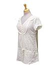 Evima Ladies V Neck Buttoned Blouse - Cream White