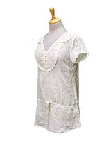 Evima Ladies V Neck Buttoned Blouse - Cream White