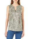 CAMO DETAILED V-NECK SLEEVELESS BLOUSE