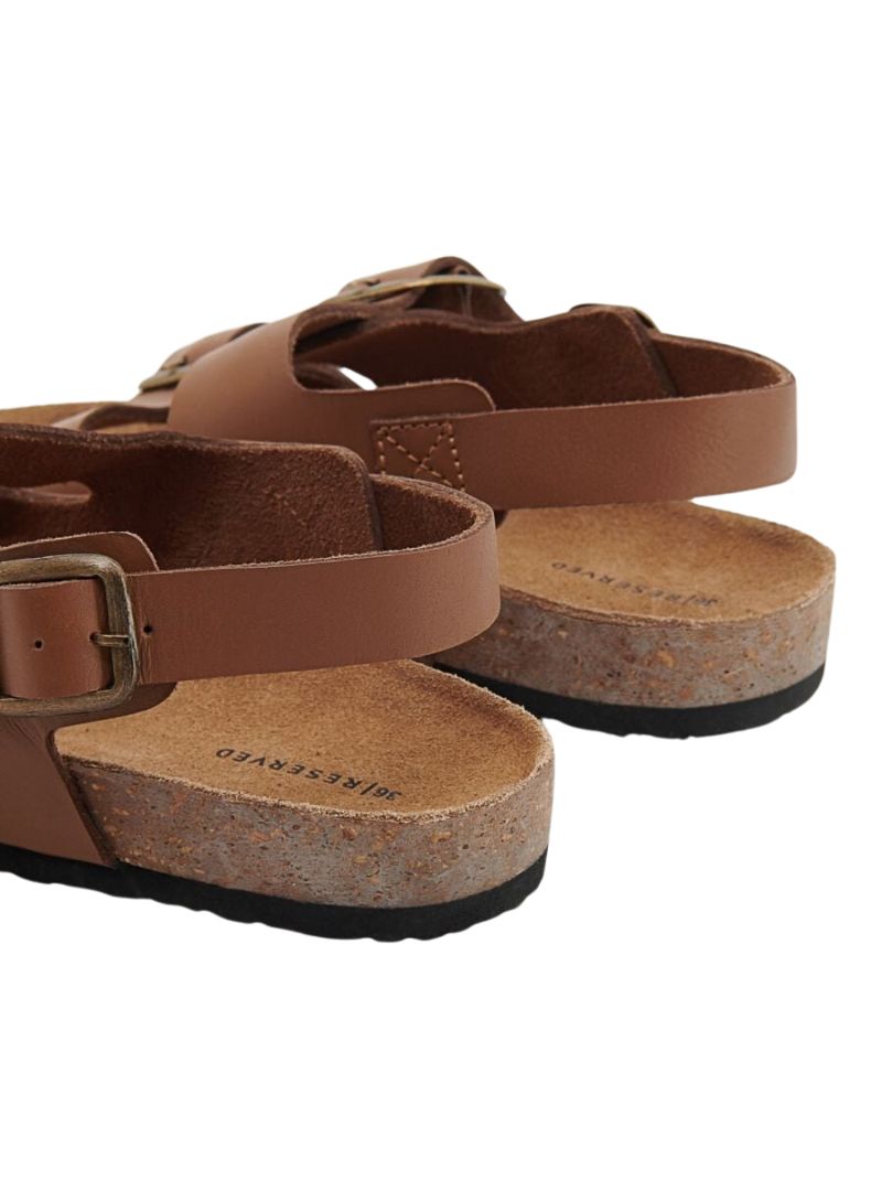 GENUINE LEATHER DOUBLE BUCKLE SANDAL