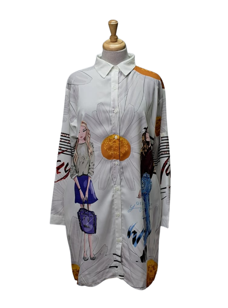 Fulushou Ladies Detailed Buttoned shirt - White