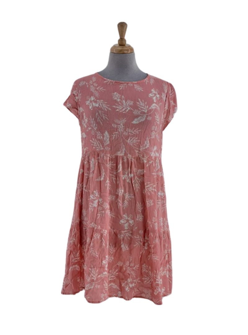 TIERED LINEN FEEL DRESS