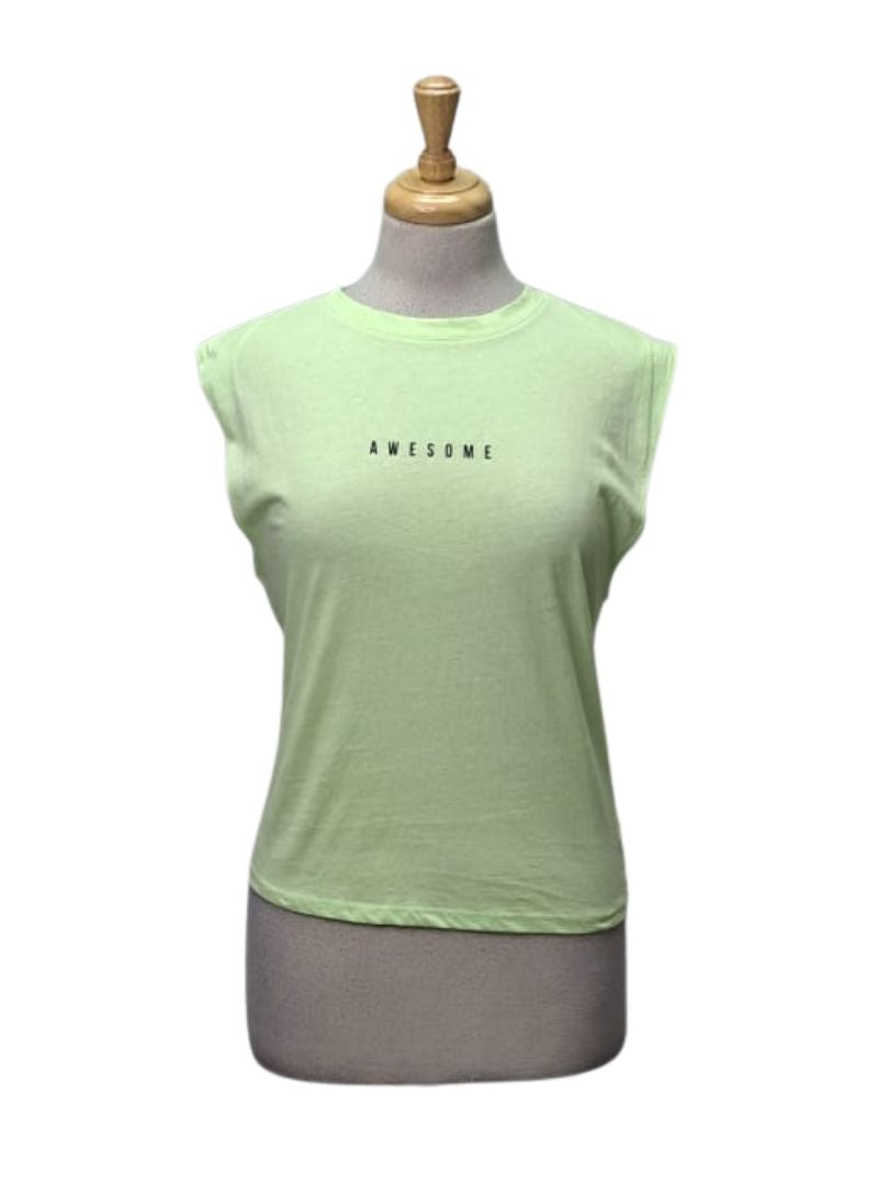 Terranova Ladies "Awesome" Print Tee - Green/Black