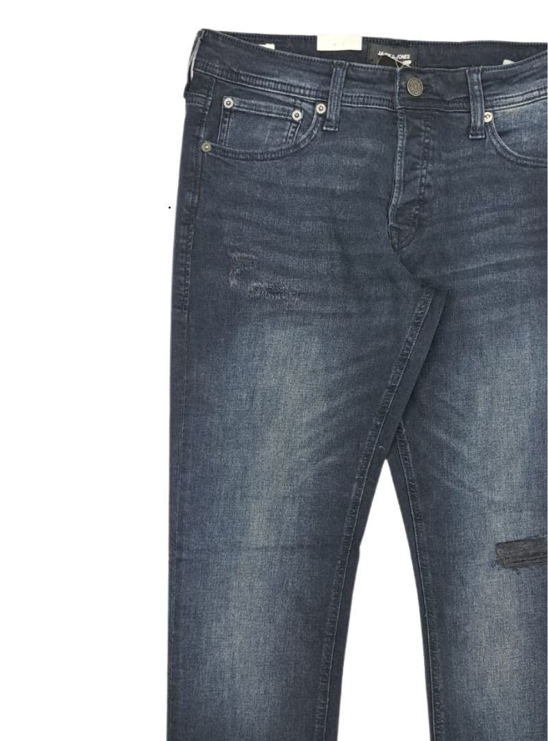 Jack & Jones Men Rip Detail Jean - Navy/Grey