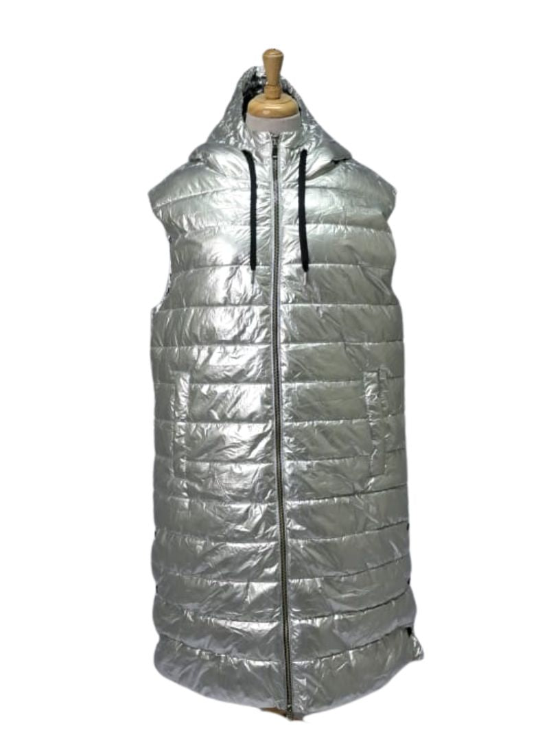 S.oliver Ladies Hooded Zip Up Long Jacket - Silver