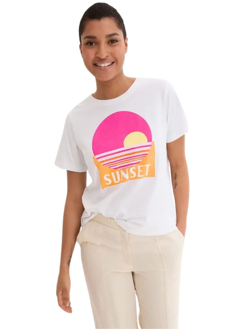 BPC Ladies Casual T-shirt - White/Pink/Orange