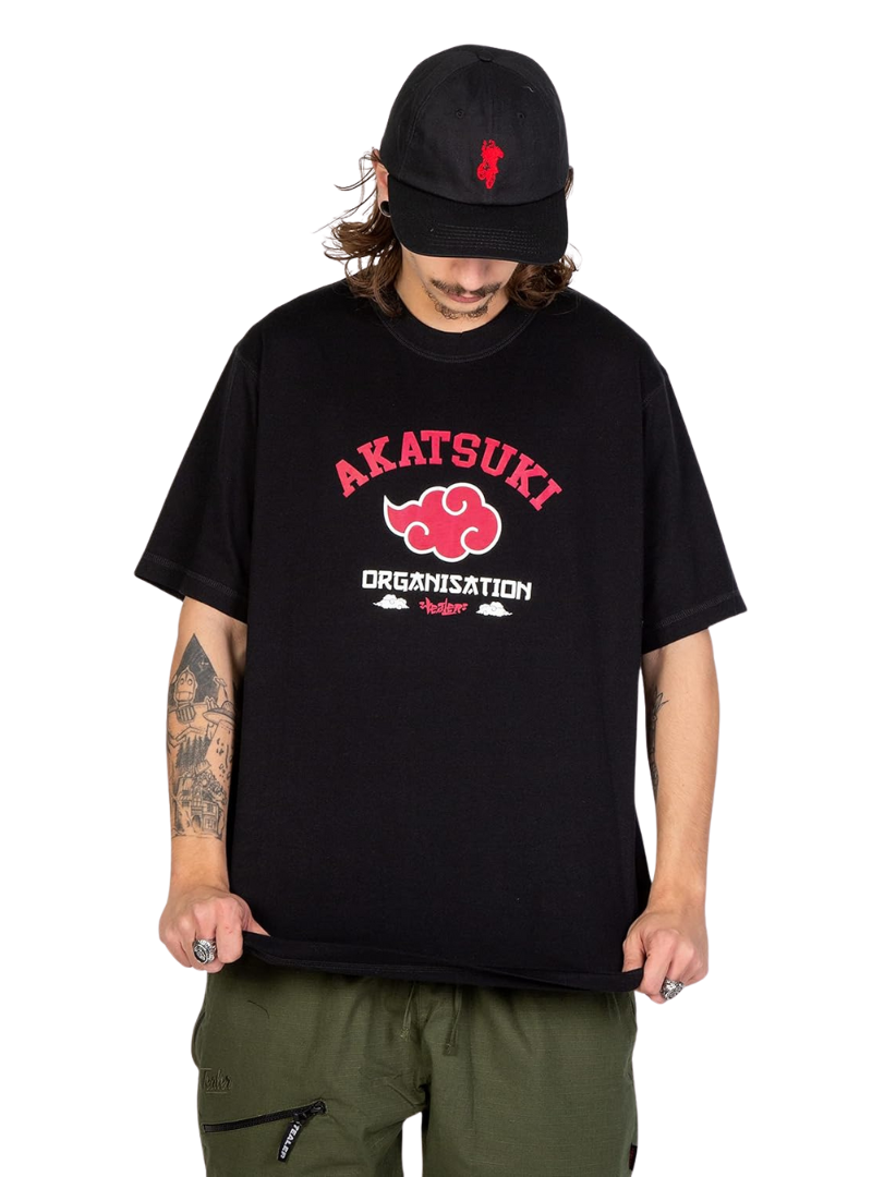Shippuden Mens Red Printed T-shirt - Black