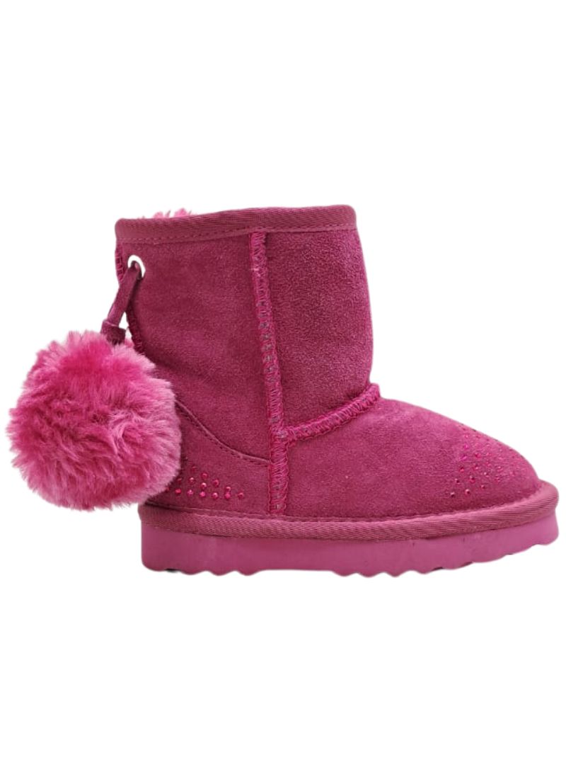 DETAILED POM POM FUR SUEDE BOOTS