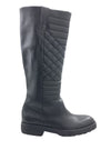 GENUINE LEATHER QUILTED PATTERNED LONG LENGTH BOOTS