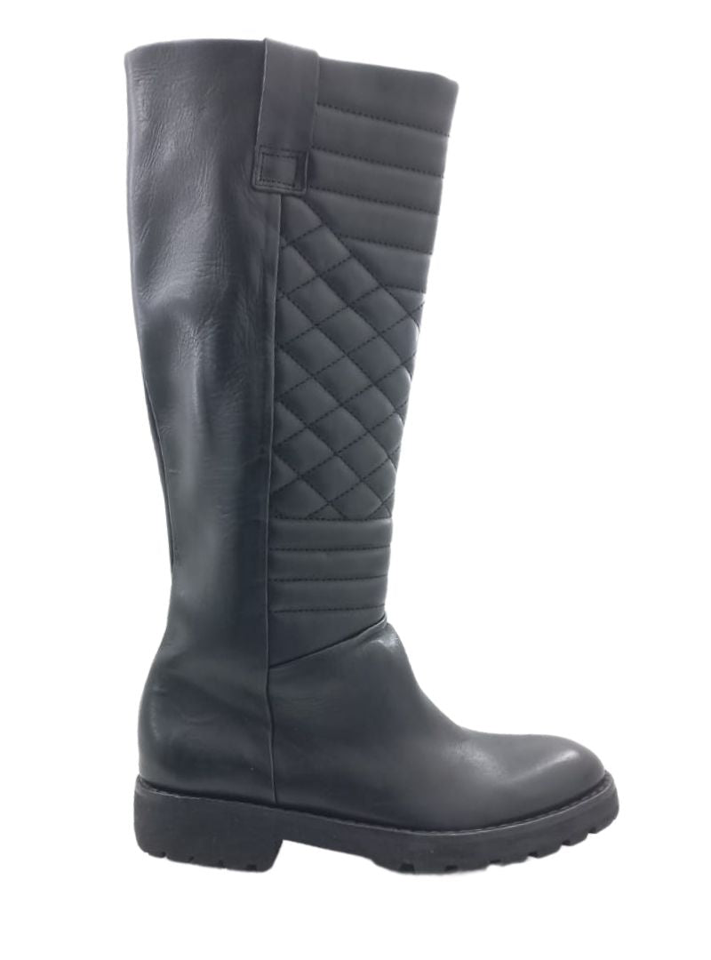 GENUINE LEATHER QUILTED PATTERNED LONG LENGTH BOOTS