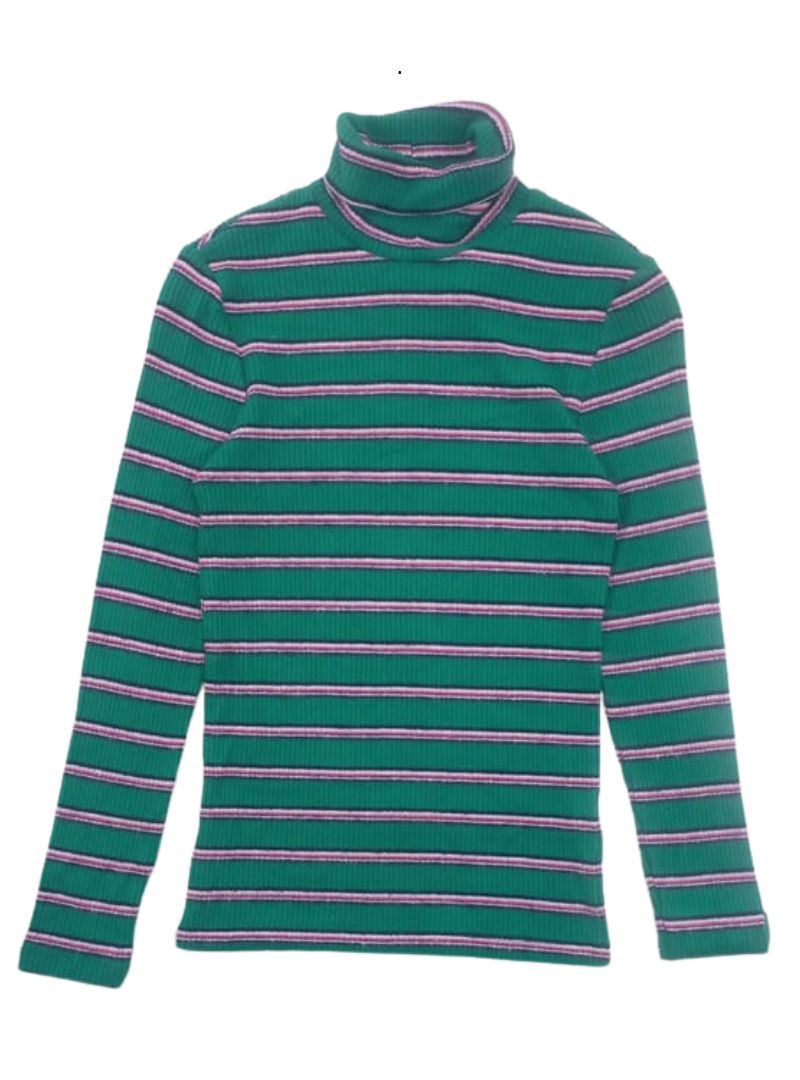 DETAILED STRIPED POLO NECK