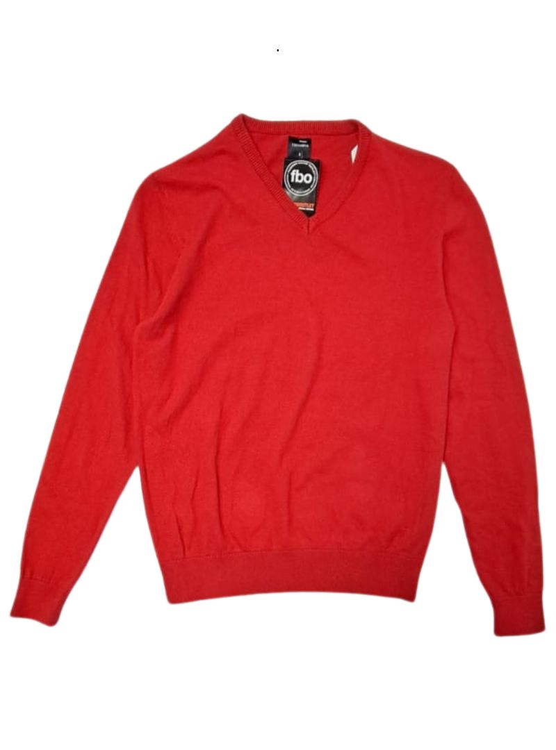 Terranova Mens V-Neck Knit Top - Red