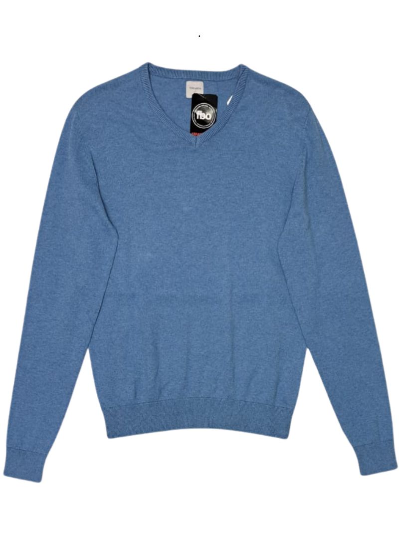 Terranova Mens V-Neck Knit Top - Blue