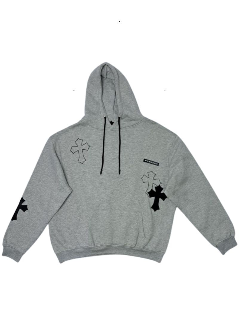Mennace Mens Detailed Hoody - Grey