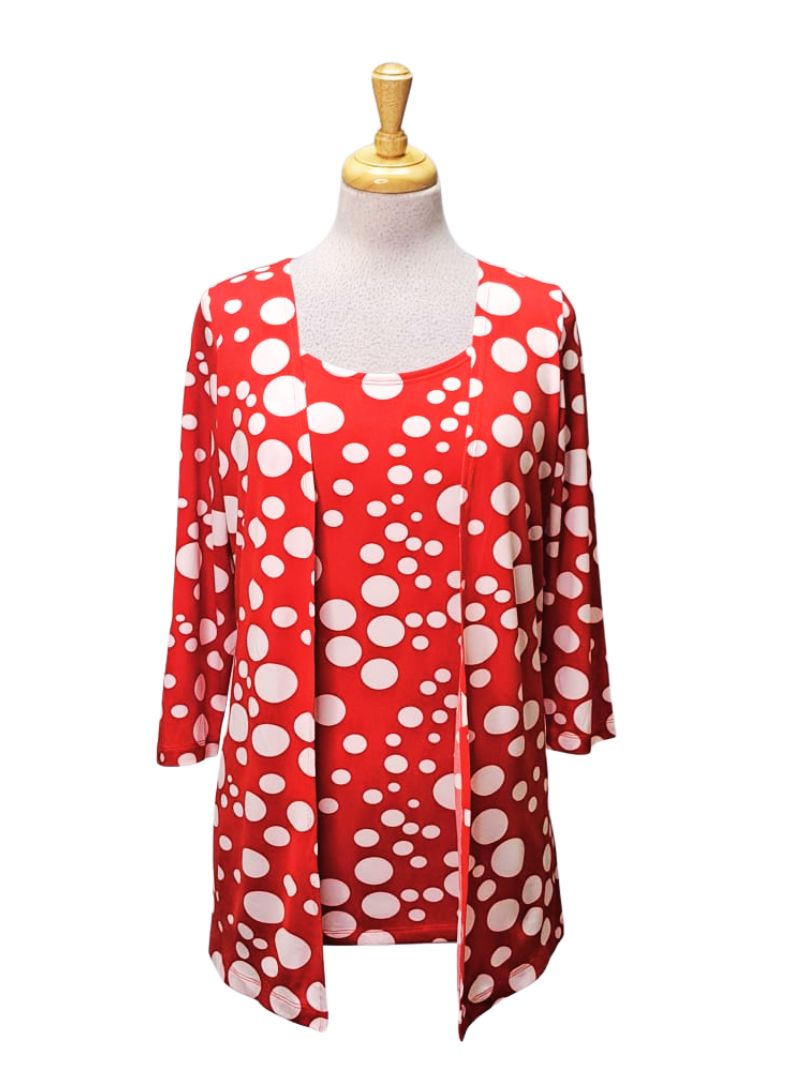 Helena Vera Ladies Polka Dot Blouse - Red & White