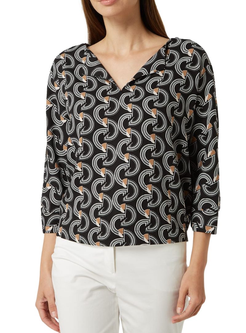 PATTERNED DETAILED V-NECK BLOUSE