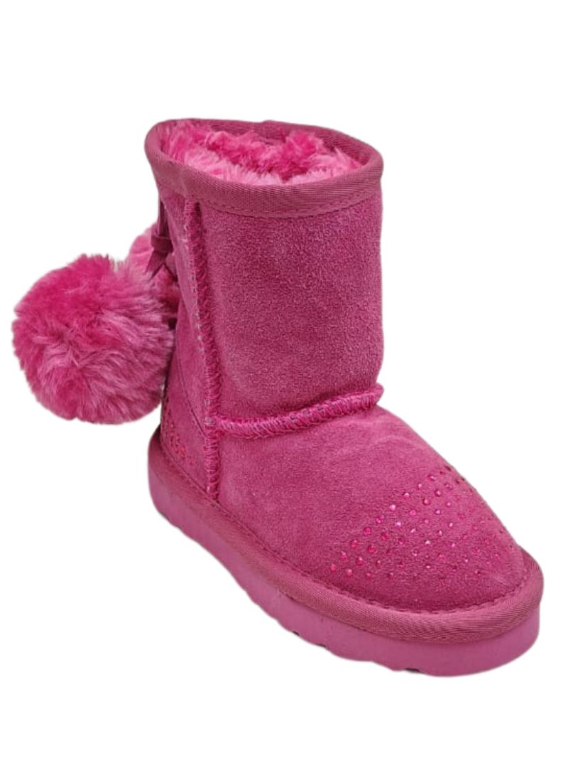 DETAILED POM POM FUR SUEDE BOOTS