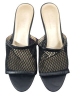 NET PATTERN SLIP ON KITTEN HEEL