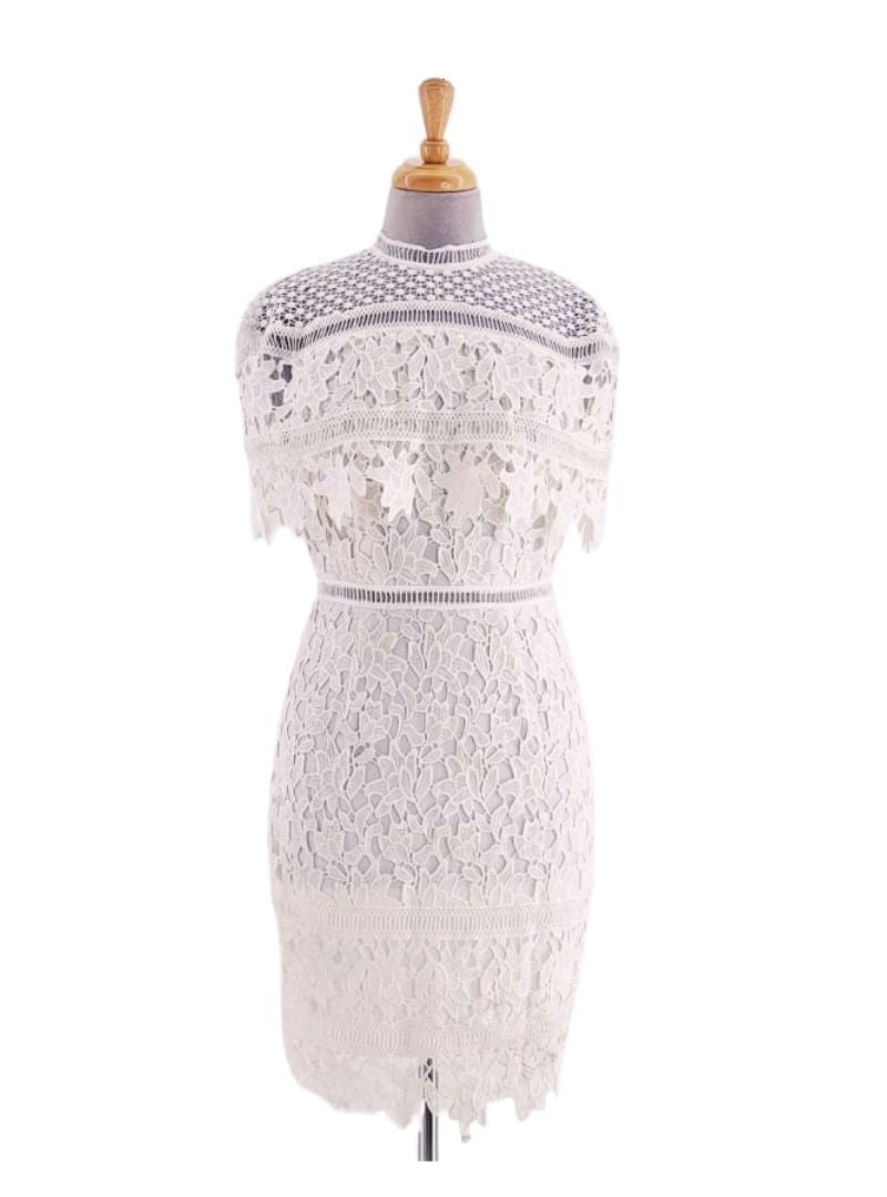 LACE FITTED MIDI DRESS