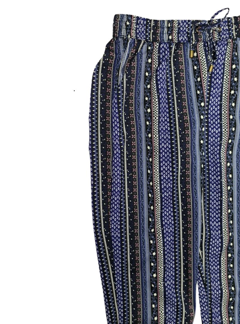 Inside Ladies Detailed Trouser - Blue/Black/White