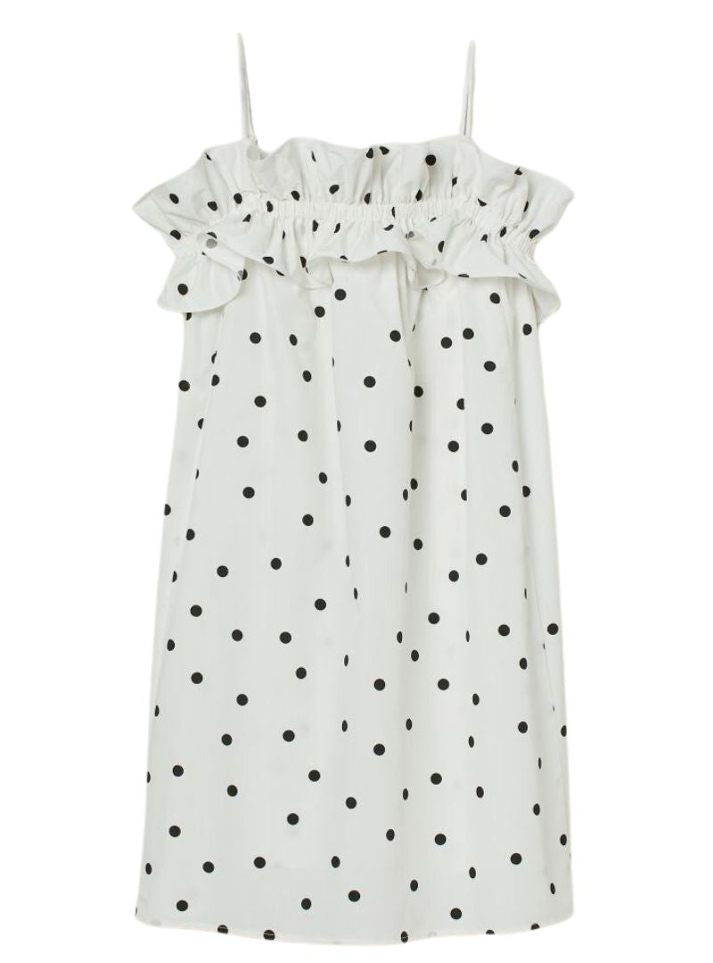 DETAIL FLOUNCE RUFFLE DOTTED DRESS