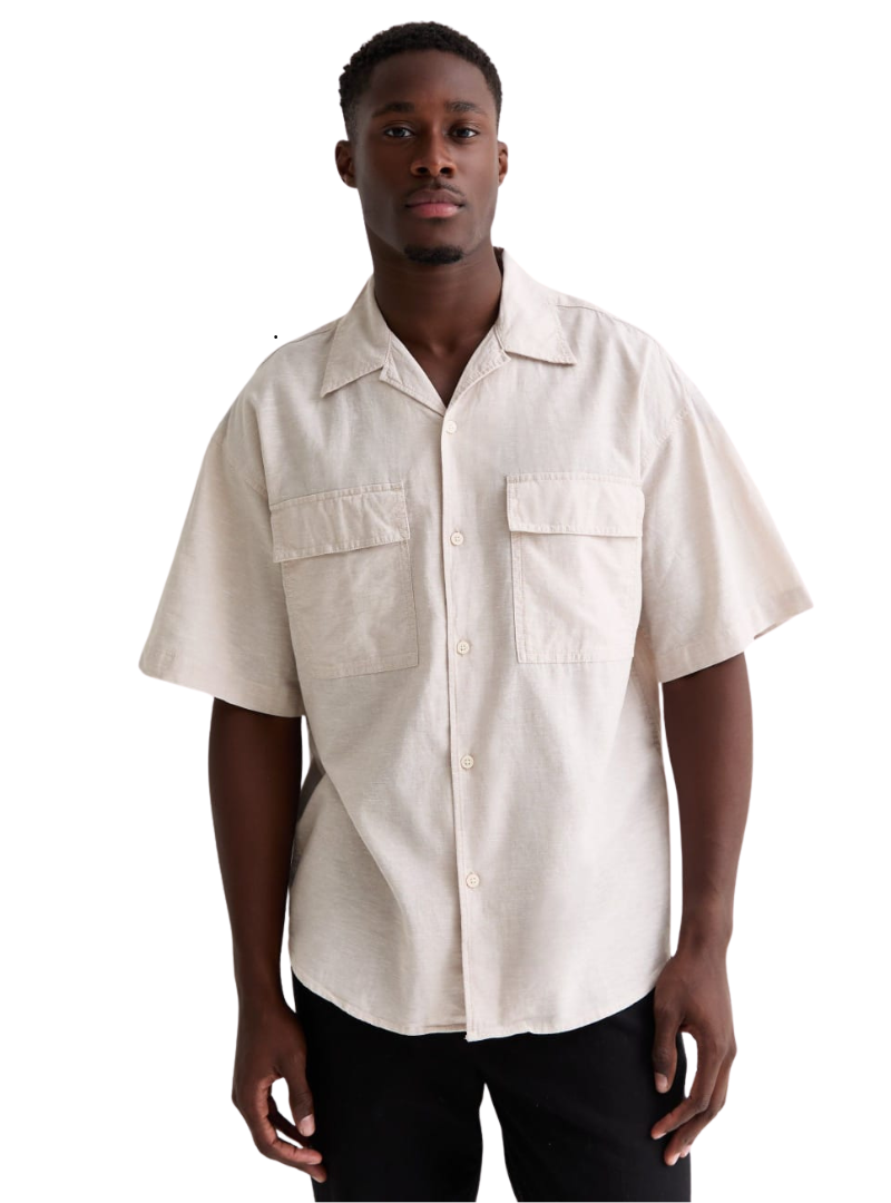 Jack & Jones Mens Linen Shirt - Khaki