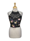 Inside Ladies Floral Detail Crop Top - Black/Yellow/Pink