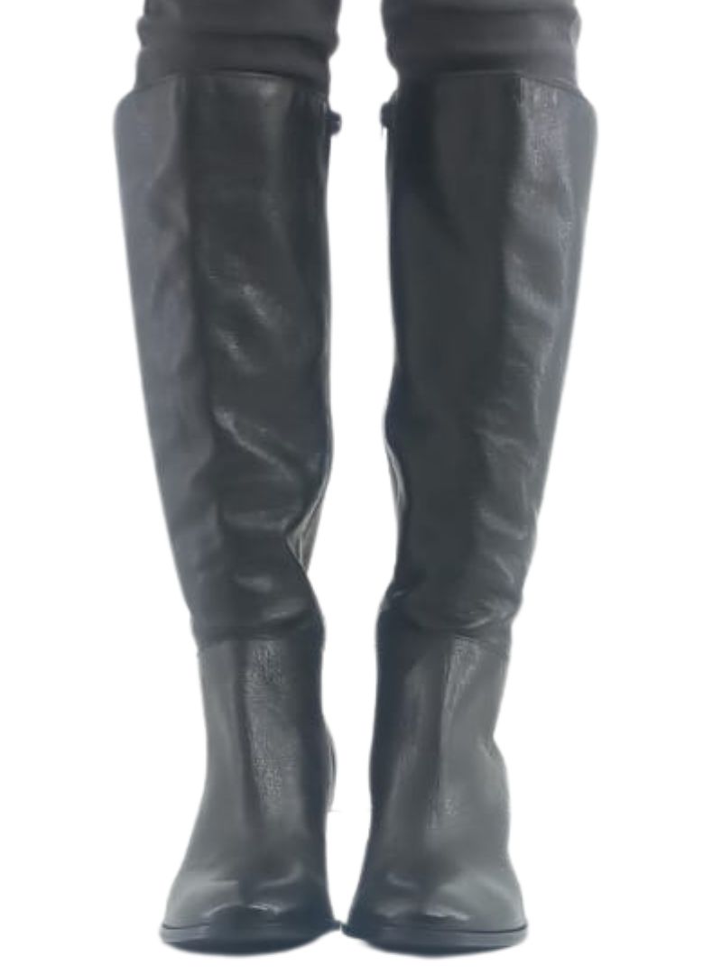 GENUINE LEATHER BLOCK HEEL BOOTS