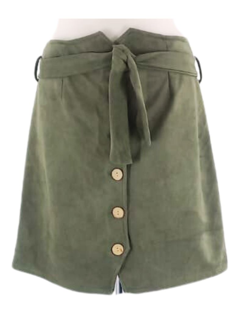 SUEDE DETAILED BUTTONED SKIRT