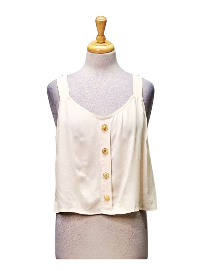 Vivance Ladies V Neck Tank Top - Beige