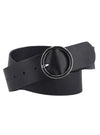 ROUND BUCKLE GENUINE LEATHER BELT