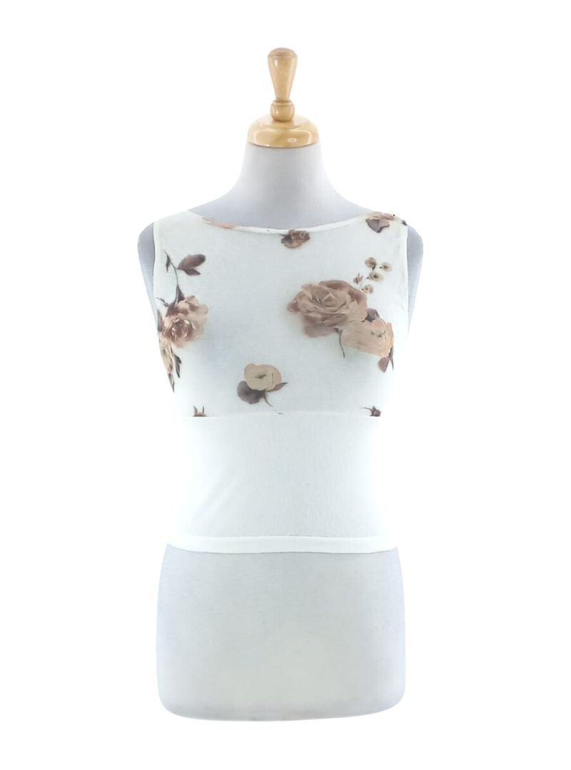 FLORAL TEXTURED MESH TOP