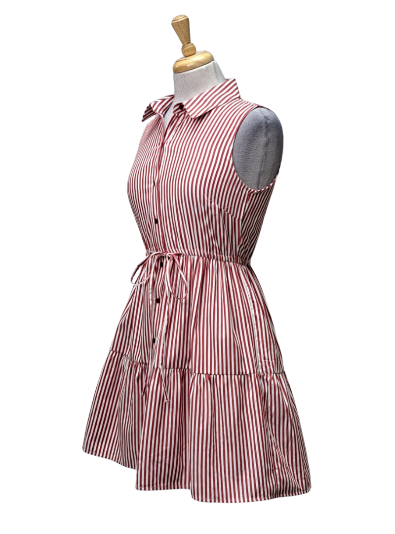 House Brand Ladies Striped Dress - Red/White