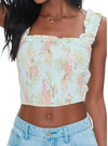 Forever 21 Detailed Crop Top - Blue/Peach/Green