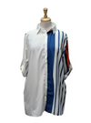 Fulushou Ladies Striped Buttoned shirt - White/Blue